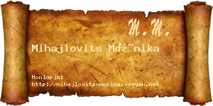 Mihajlovits Mónika névjegykártya