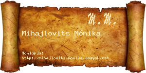 Mihajlovits Mónika névjegykártya